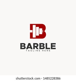 letter B for barbells logo design negative space
