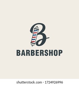 
Letter B with barbershop elements, logo template