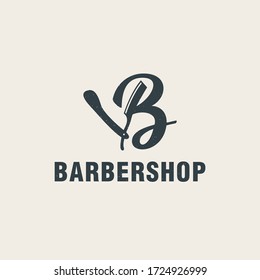 
Letter B with barbershop elements, logo template