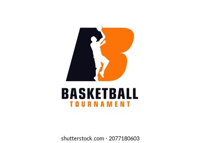 Letter B with Basketball Logo Design. Vector Design Template Elements for Sport Team or Corporate.