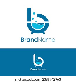 Letter B Bath Tub Logo Vector