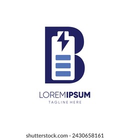 Ilustración del emblema gráfico del icono del vector del diseño del logotipo de la batería de la letra B