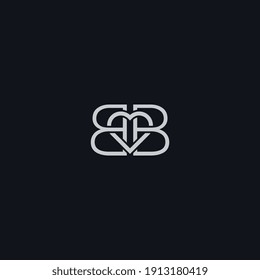 letter B or BB combination love logo design vector