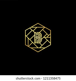 letter B BB minimalist art monogram hexogen shape logo, white color on black background