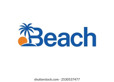 Letter B beach, island logo design vector