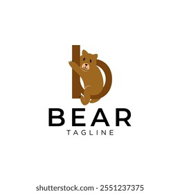  letter B with bear animal symbol modern logo design