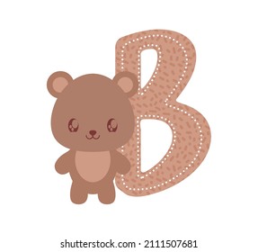 letter B with bear isolated icon