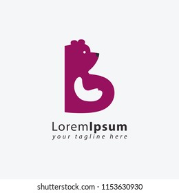 letter b for bear logo design in purple logo