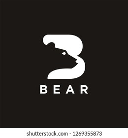 Letter B for bear logo icon vector template on black background