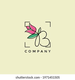 Letter B Beautiful Flower Logo Design Stock Vector (Royalty Free ...