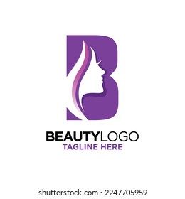 Letter B Beauty Face Logo Design Template Inspiration, Vector Illustration.