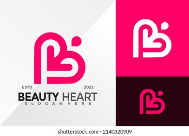 Letter B Beauty Heart Logo Design Vector illustration template