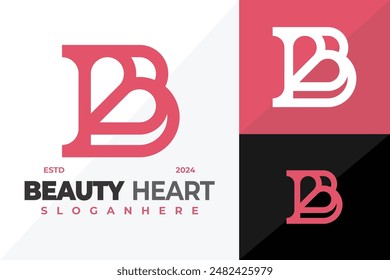 Letter B Beauty Heart Ornament Logo design vector symbol icon illustration