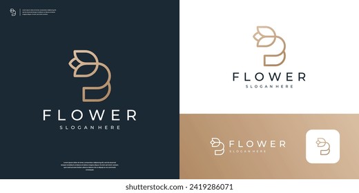 Letter B beauty icon with abstract flower logo design