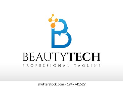 Letter B Beauty Technology Logo Design Vector Icon Illustration.