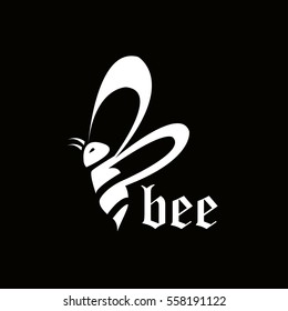Letter B bee flying abstract logo template elements black and white