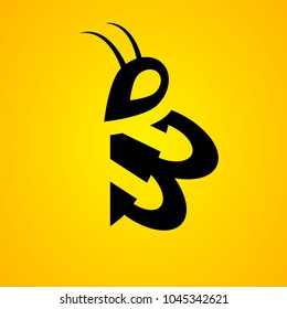 Letter B For Bee Logo Design Vector EPS