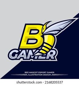 letter B Bee mascot esport logo illustration template, angry bee logo, wasp logo icon