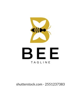 letter B with bee symbol logo modern simple	