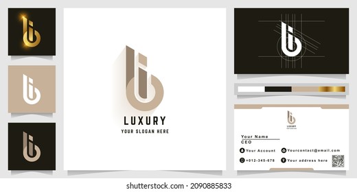 Letter b or bi monogram logo with business card design