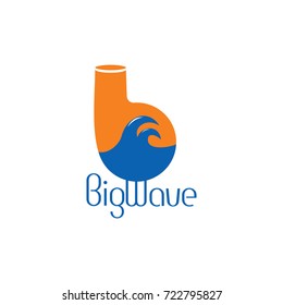 letter b big wave symbol logo vector