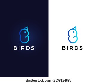 letter b with bird logo design template