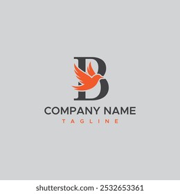 Letter B Bird Logo Design with vector template design