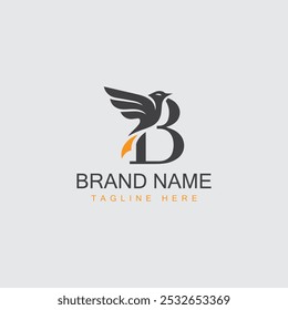 Letter B Bird Logo Design with vector template design