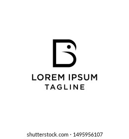 Letter B With Bird Logo And Icon, Vector Template.