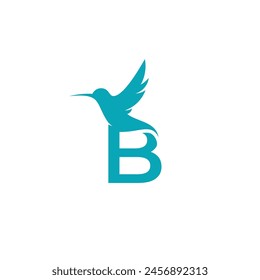 Letter B bird sign logo with colorful elements and minimalistic design.	
