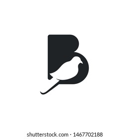 Letter B and Bird Silhouette Initial Isolated Logo Vector