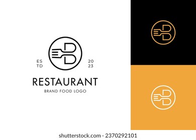 Letter B Bistro Restaurant logo icon design. B letter with fork for cafes brand vector logo template