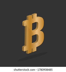 Letra B, símbolo bitcoin, símbolo de moneda digital ilustración vectorial 3D
