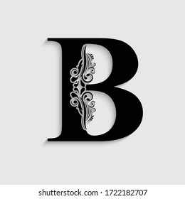 Lettre B. L'alphabet De Fleur Noire. : Image Vectorielle De Stock ...