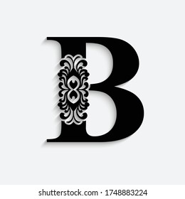 Letter B Black Flower Alphabet Beautiful: стоковая векторная графика ...