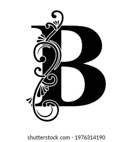 Letter B Black Flower Alphabet Beautiful Stock Vector (Royalty Free ...