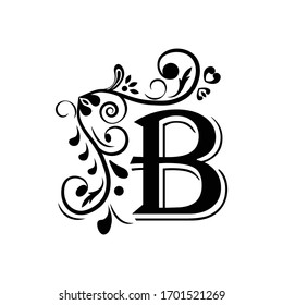 letter B. Black letters.  flower   beautiful capital alphabet 