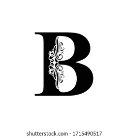letter B. Black letters.  flower   beautiful capital alphabet 