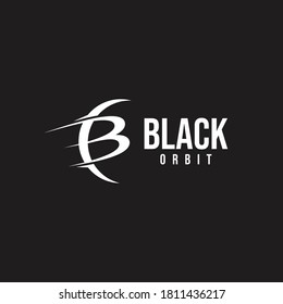 letter b black orbit logo design template