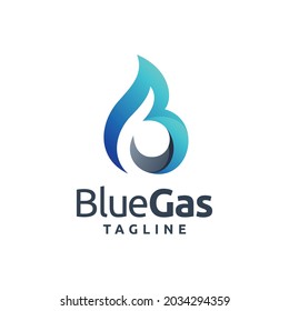 Letter B Blue Gas Logo. Blue Fire Logo