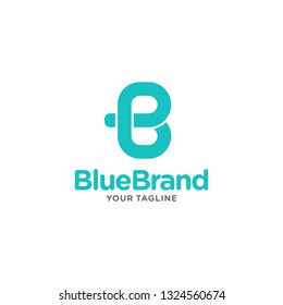 Letter B bold monoline logo template