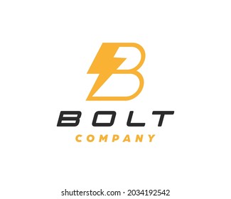 Letter B with Bolt symbol logo design template.