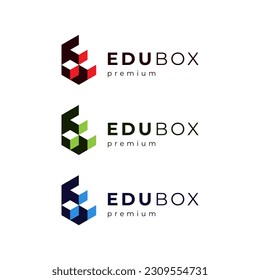 Buchstabe B mit Bücher und Box für Logodesign im Buchladen und Buchverlagswesen