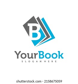 Letter B with Book logo design vector, Creative Book logo concepts template illustration.