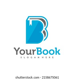 Letra B con vector de diseño del logotipo del libro, ilustración de plantilla de conceptos del logotipo del libro creativo.