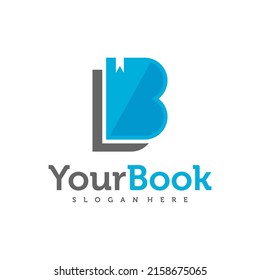 Letter B with Book logo design vector, Creative Book logo concepts template illustration.