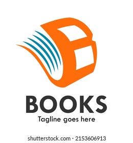 Letter b with book logo template illustration
