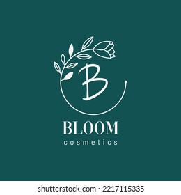 Letter B Botanical Minimalistic, Initial, Letter Feminine Logos with Organic Plant Elements