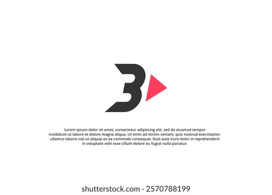 letter b bow arrow play button number three logo