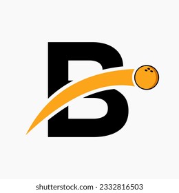 Logo De La Letra B Bowling. Símbolo de boliche con icono de bola móvil